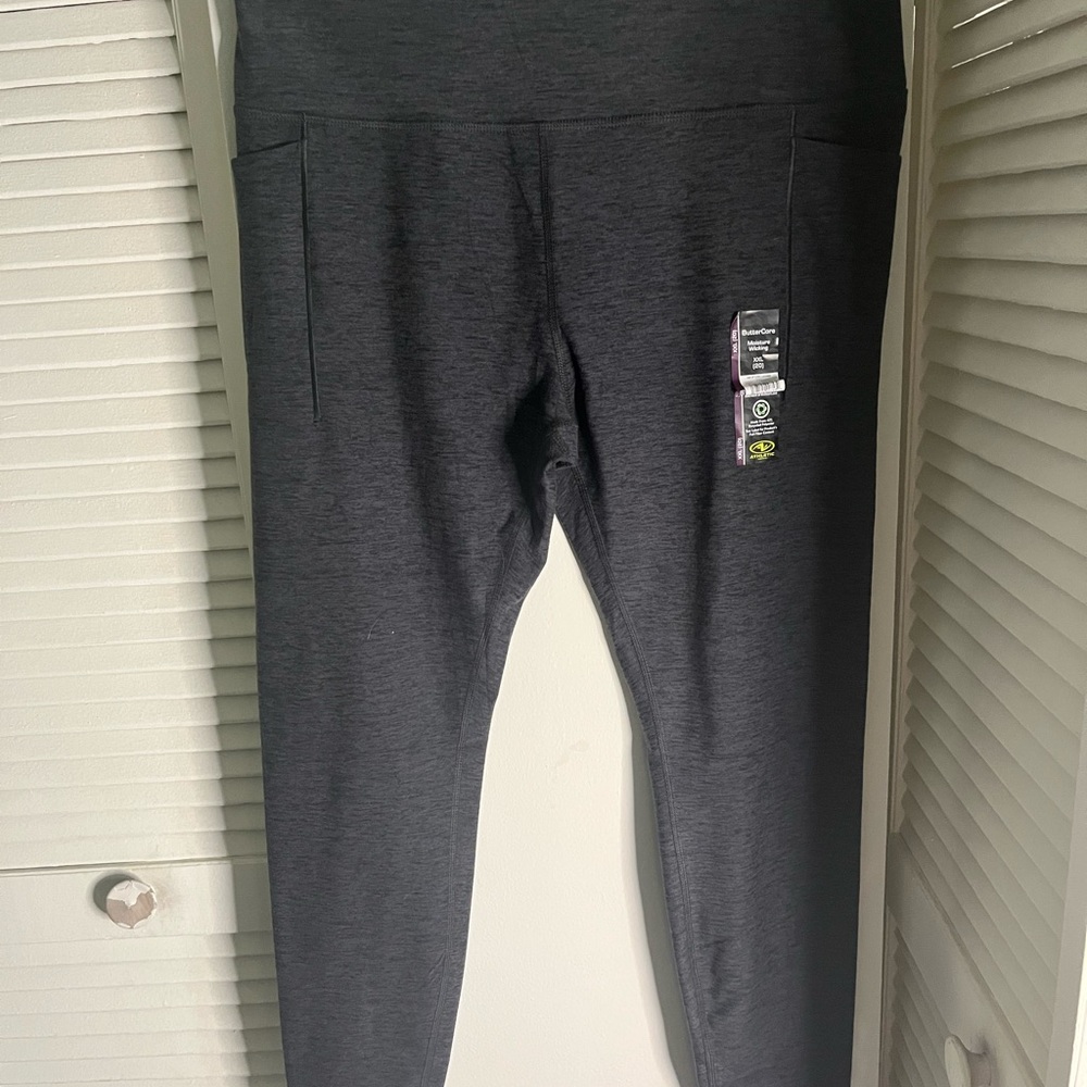 Avia Dark Gray Athletic Leggings with Side Pockets